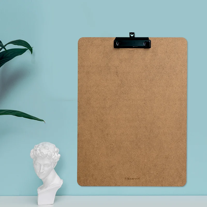 Планшет для бумаги формата А4 MDF, цвет зажима: черный, 32*23,5*0,4