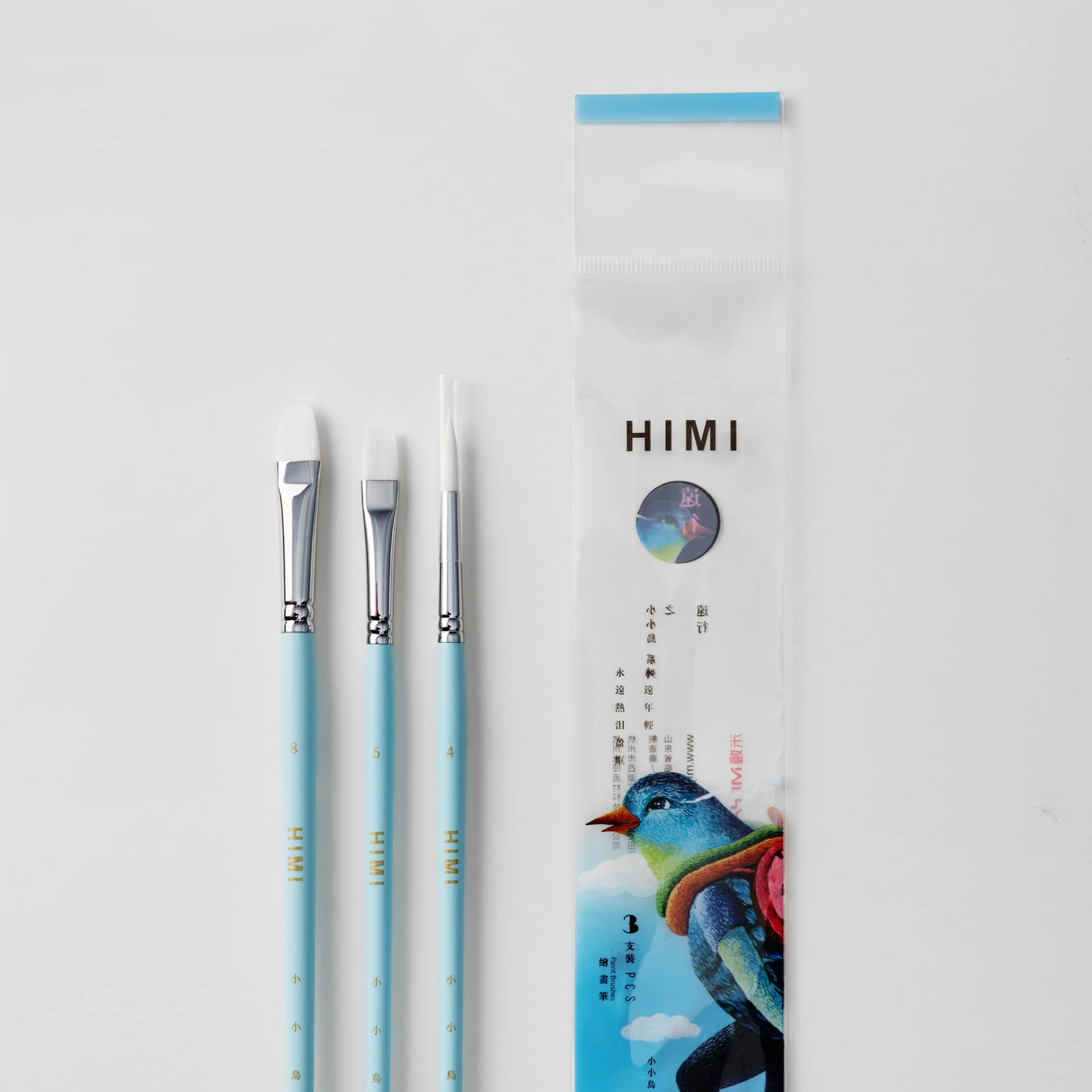 Набор художественных кистей HIMI голубой 3 шт